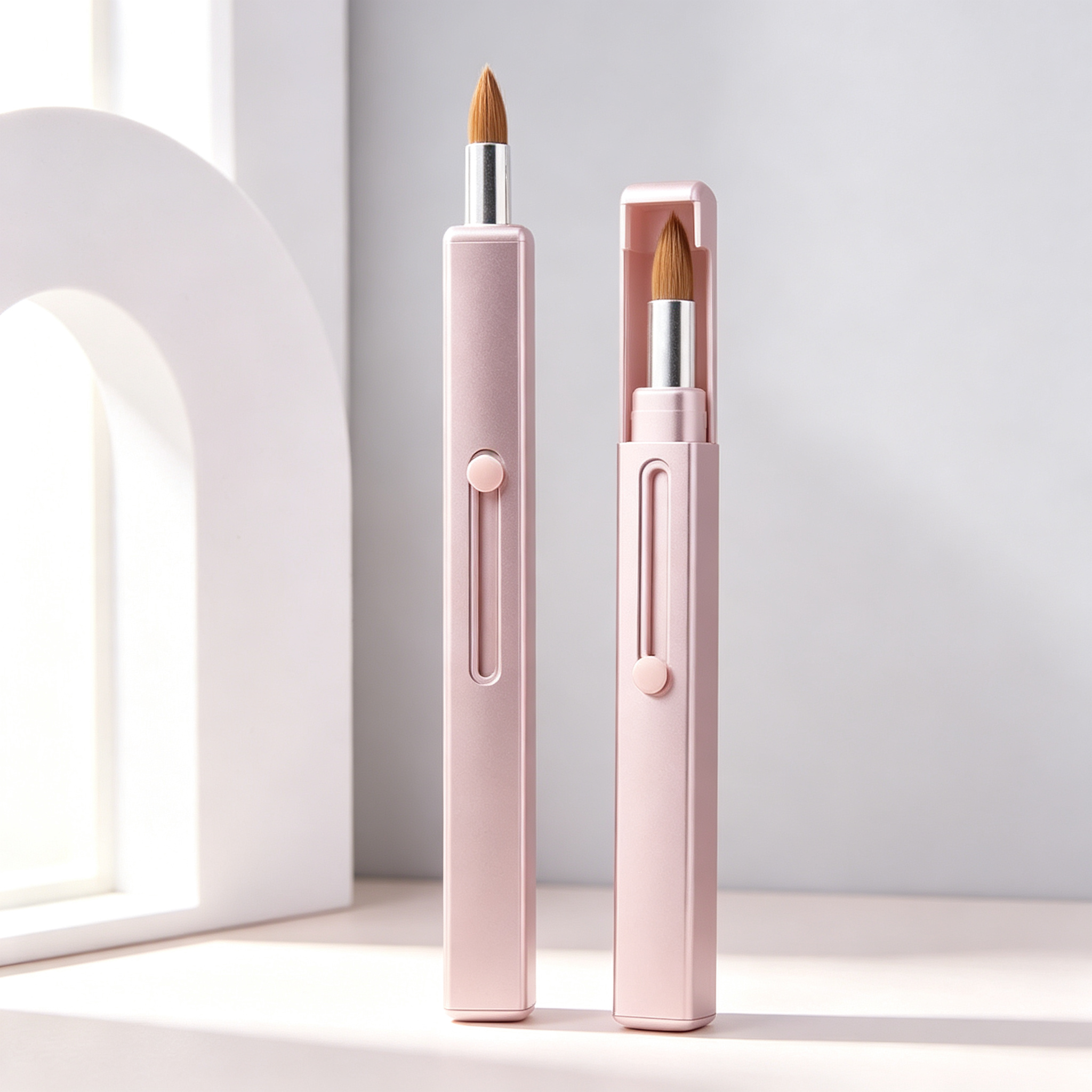 Retractable Double-Ended Lip Brush Portable